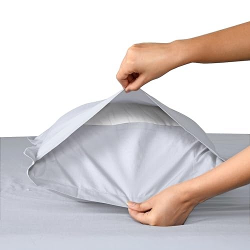 SleepyCat Cotton ?Solid Pillow Case with Envelope Closure - Pack of 2 Count | Coloured with AZO-Free Dyes and Oeko-Tex Certified | Machine Washable, Dolphin Grey (King Size, 32X20 Inches),200 - Image 2