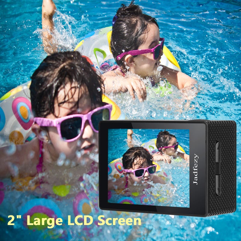 Jadfezy Action Camera FHD 1080P 12MP, 98FT/30M Underwater Waterproof Camera with 2 Batteries, Wide Angle Sports Camera with Accessories Kit Suitable for Helmet, Bicycle, etc. - Image 5