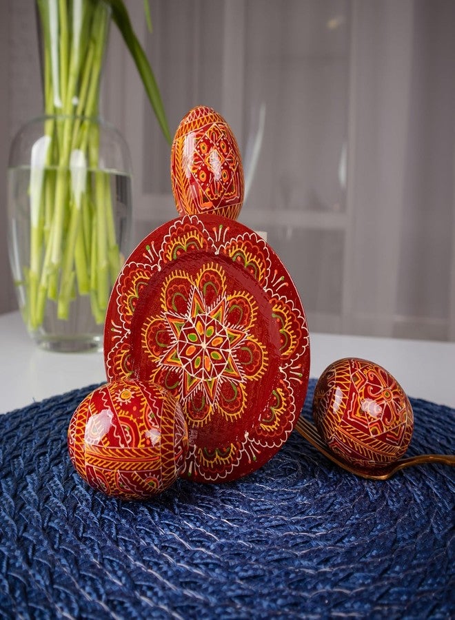 LOVARE بيض عيد الفصح الأوكراني الخشبي المطلي يدويًا من لوفار، مقاس 2.5 بوصة، زينة بيض عيد الفصح الصغيرة، بيض دجاج خشبي، مستلزمات بيسانكي - Image 4