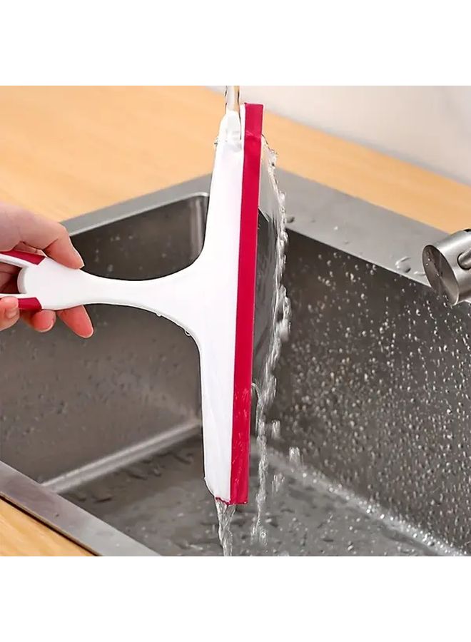 1pc Silicone And Polypropylene Shower Squeegee Handheld Glass Wiper Water Removal Scraper For Shower Doors Bathroom Window Car Glass Random Color Essential Household Cleaning Tool - Image 3