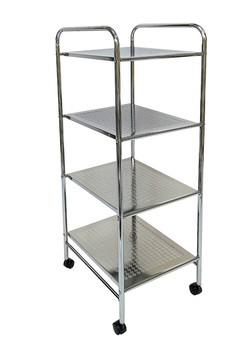 Movable Trolley,  Storage Rack Serving Trolley Cart with Wheels Storage for Bathroom, Kitchen, Crafts, Home Office Shelf - Image 3