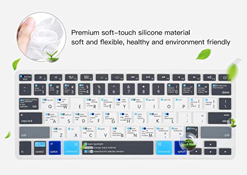imComor MacBook Pro 13 Shortcuts Keyboard Cover Skin for 2024 MacBook Pro 13 inch M2 A2338 2023 2022 2021 2020 M1 A2338 A2289 A2251 & MacBook Pro 16" A2141 Touch Bar MAC OS Shortcut Keyboard Protector Skin - Image 4