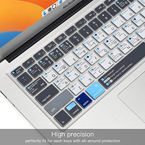 imComor MacBook Pro 13 Shortcuts Keyboard Cover Skin for 2024 MacBook Pro 13 inch M2 A2338 2023 2022 2021 2020 M1 A2338 A2289 A2251 & MacBook Pro 16" A2141 Touch Bar MAC OS Shortcut Keyboard Protector Skin - Image 2