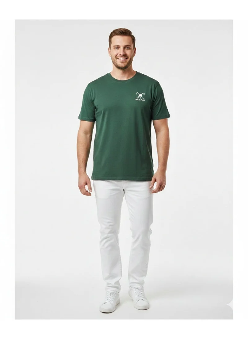 لعب البولو تيشيرت رجالي مطبوع أخضر