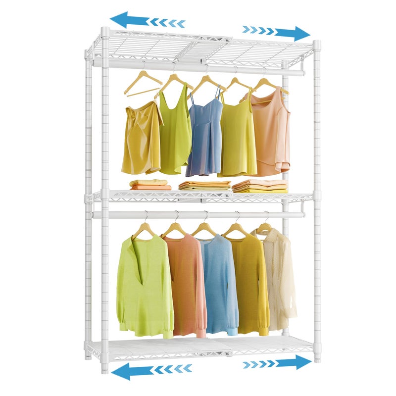 VIPEK X1 Expandable Clothes Rack Heavy Duty Adjustable from 2' to 3'5" with Flexible Shelves and Hanger Rods Metal Garment Racks Portable Closet Rack Clothing Racks for Hanging Clothes, White - Image 1