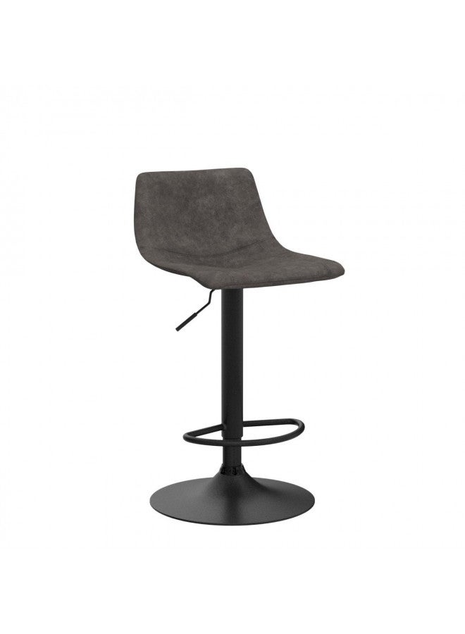 Finnhomy Finnhomy Bar Stools Set of 2 Counter Height, Swivel Barstools with Footrest and L Shape Back, Height Adjustable Modern Bar Chairs, Vintage Leather, Retro Grey  - Image 4