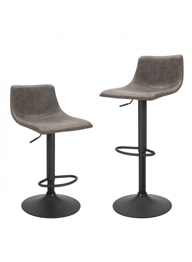 Finnhomy Finnhomy Bar Stools Set of 2 Counter Height, Swivel Barstools with Footrest and L Shape Back, Height Adjustable Modern Bar Chairs, Vintage Leather, Retro Grey  - Image 1