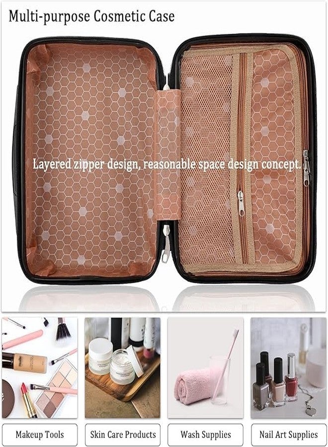 ENNCOZY Mini Hard Shell Hard Travel Luggage Makeup Case Small Portable Carrying Case Suitcase Organizer Makeup Storage Box for Women (B Black N) - Image 3