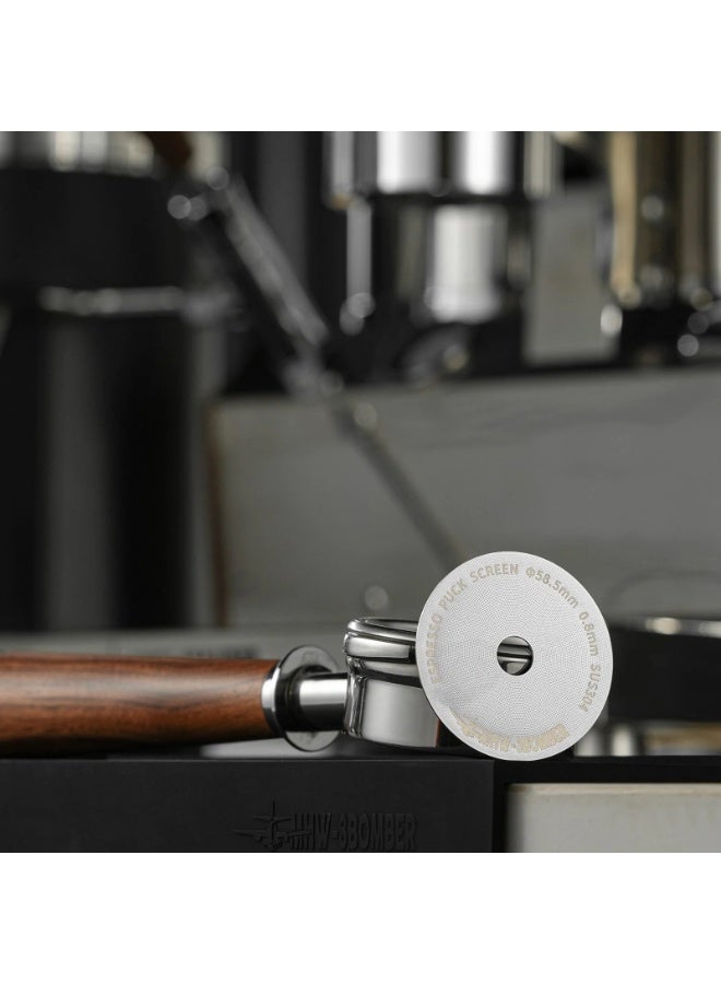 MHW شاشة قرص إسبريسو من الفولاذ المقاوم للصدأ مقاس 58.5 مم - فلتر شبكي دقيق لاستخراج متساوٍ ورأس مجموعة أنظف - موزع قهوة قابل لإعادة الاستخدام متوافق مع آلات الإسبريسو وغيرها - Image 1