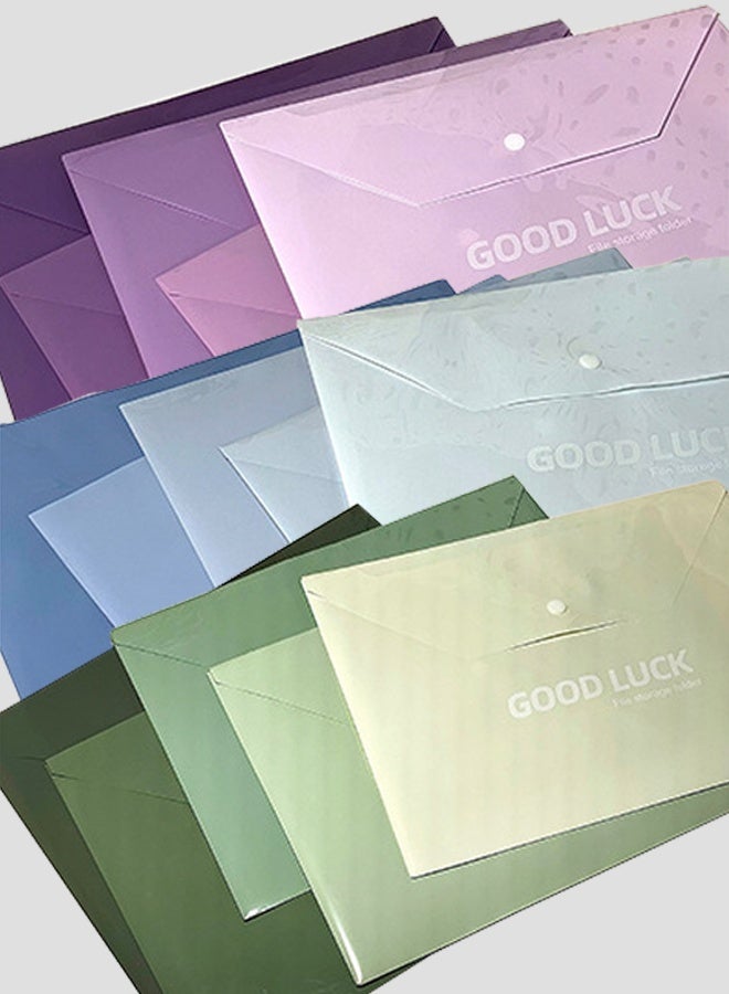Gradient-Coloured Folders, Snap-Fastening Folder,3 Sets Of 15 Plastic Folders, A4 Office Data Classification Storage, Learning And Business Work Data Information Storage Pockets (3 Colour Schemes) - Image 1