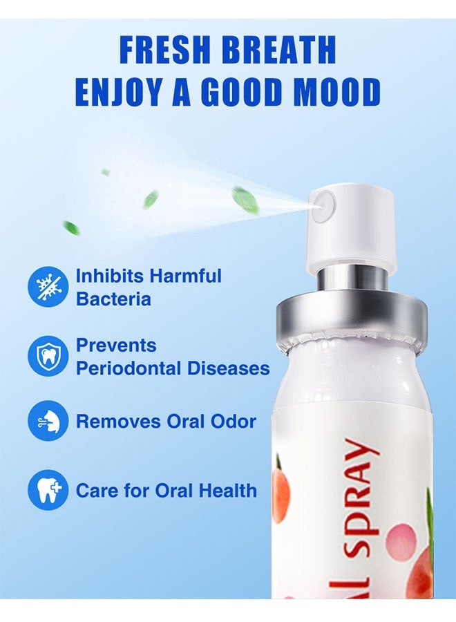 Peach Multi Effeet Fresh Oral Spray 20ml, Bad Breath Treatment for Adults, White Peach Flavor Mouth Freshener, Effective Puriping Oral Air, Breath Freshener Spray, Oral Care Spray, Mouth Healthy Care - Image 3