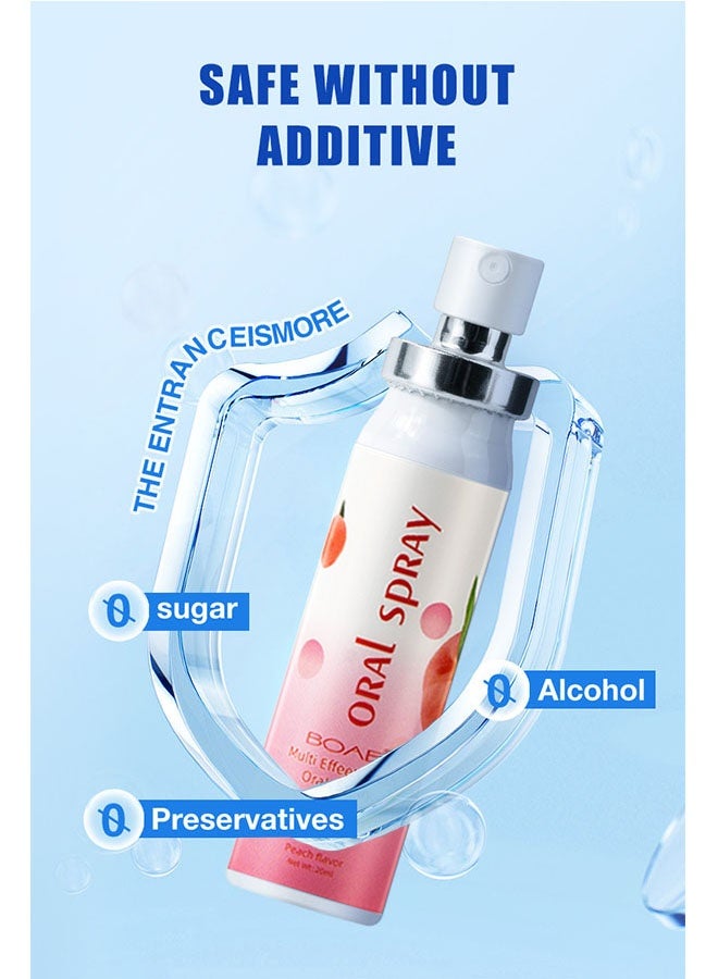 Peach Multi Effeet Fresh Oral Spray 20ml, Bad Breath Treatment for Adults, White Peach Flavor Mouth Freshener, Effective Puriping Oral Air, Breath Freshener Spray, Oral Care Spray, Mouth Healthy Care - Image 5