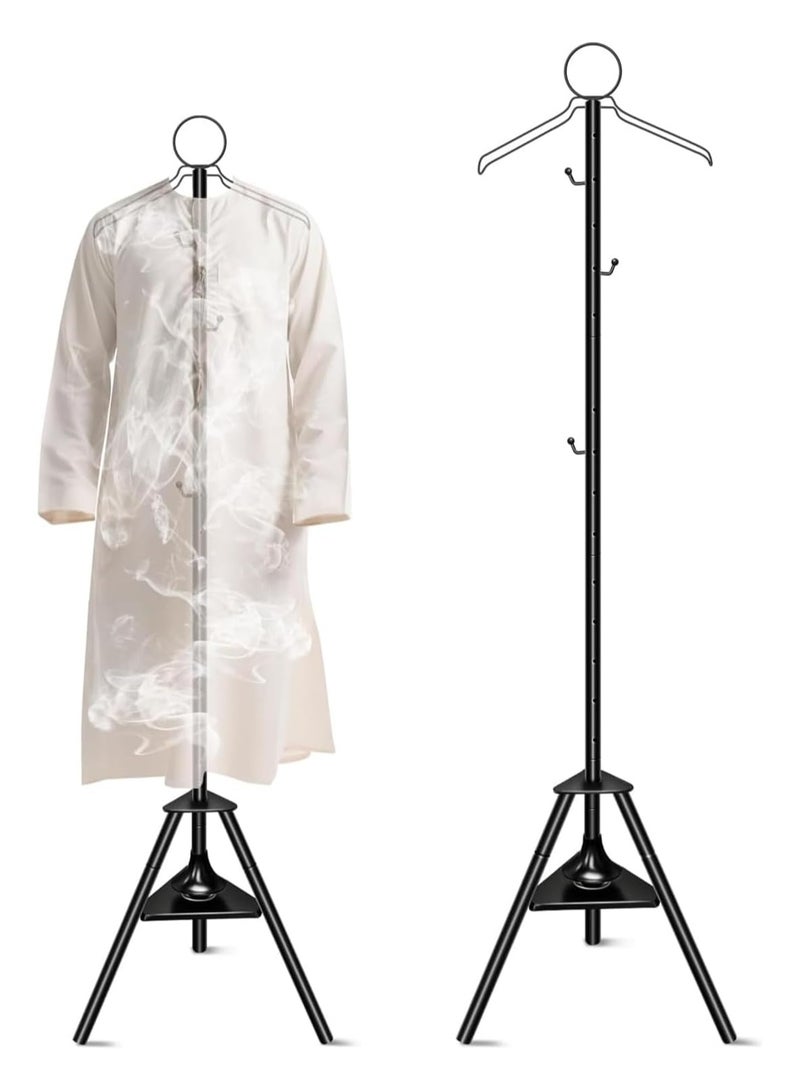 رات سو ملابس طويلة 187cm مشعل البخور شماعة حامل باخور شماعة حامل مع خطافات وثقوب مبنية في مشعل العطر الشماعة متعددة الاستخدام للملابس الخارجية والملابس -أسود - Image 1