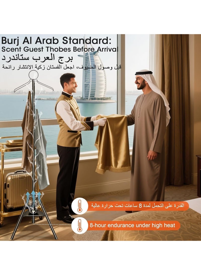 رات سو ملابس طويلة 187cm مشعل البخور شماعة حامل باخور شماعة حامل مع خطافات وثقوب مبنية في مشعل العطر الشماعة متعددة الاستخدام للملابس الخارجية والملابس -أسود - Image 4