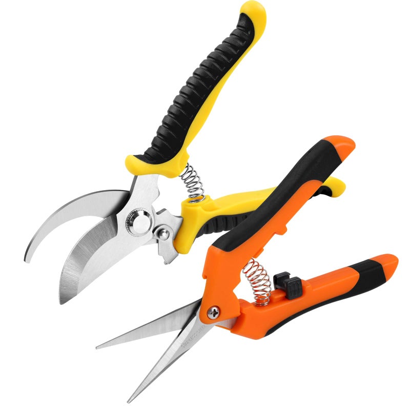 Oligei 2 Pack Stainless Steel Pruning Shears Garden Shears Garden Clippers Gardening Tools Scissors with Soft Grip Handle - Image 2
