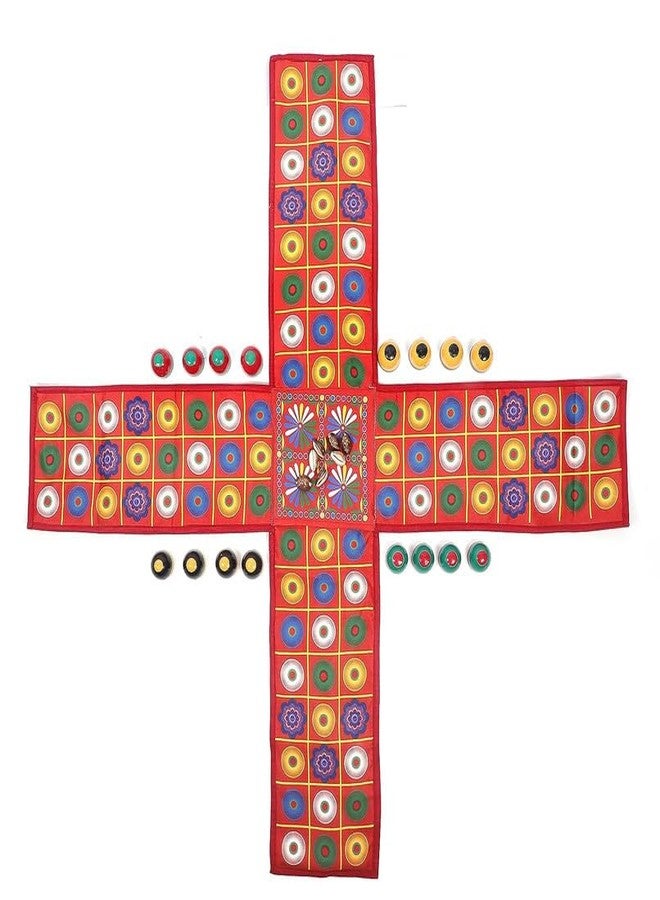 لعبة Toycel Pachisi Pagade Thayam Chaupad Chopat Ludo الهندية التقليدية لعبة اللوحة وAshta Chamma، Chowka Bara، Katta Mane، Taayam أقدم لعبة - Image 1