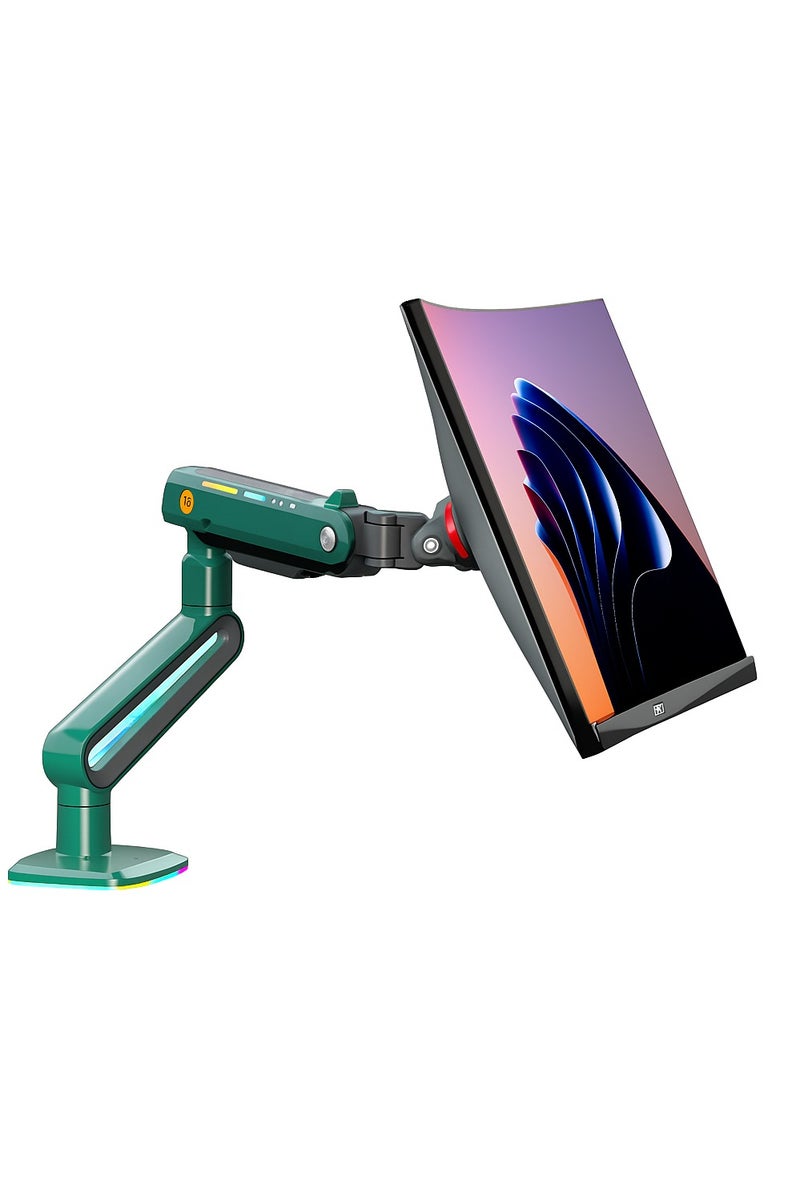 NB NORTH BAYOU NB K6 RGB Gaming Monitor Arm, Height Adjustable 490mm, Fits 32"-60" Screens, 20kg Load, gunmetal grey, 360° Rotation, VESA 100x100– Gaming, Workstations & Office Desk Mount - Image 1