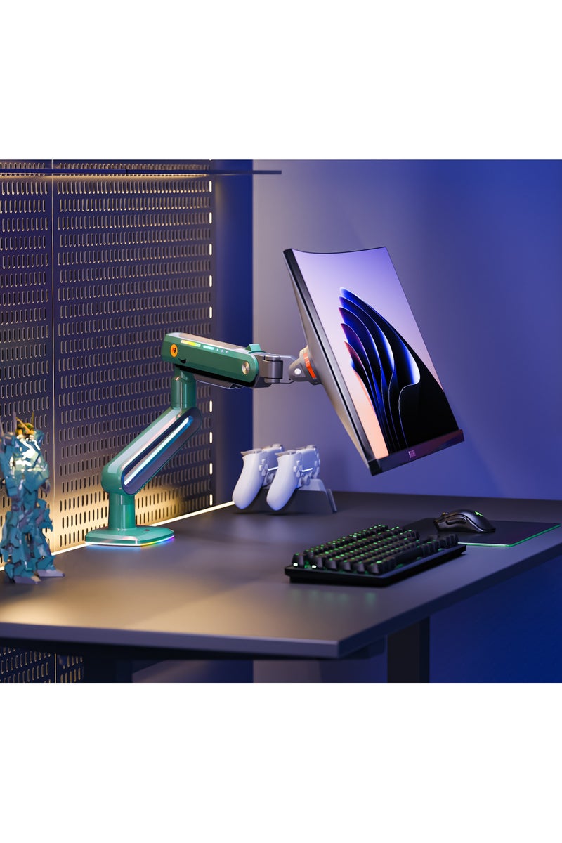 NB NORTH BAYOU NB K6 RGB Gaming Monitor Arm, Height Adjustable 490mm, Fits 32"-60" Screens, 20kg Load, gunmetal grey, 360° Rotation, VESA 100x100– Gaming, Workstations & Office Desk Mount - Image 2
