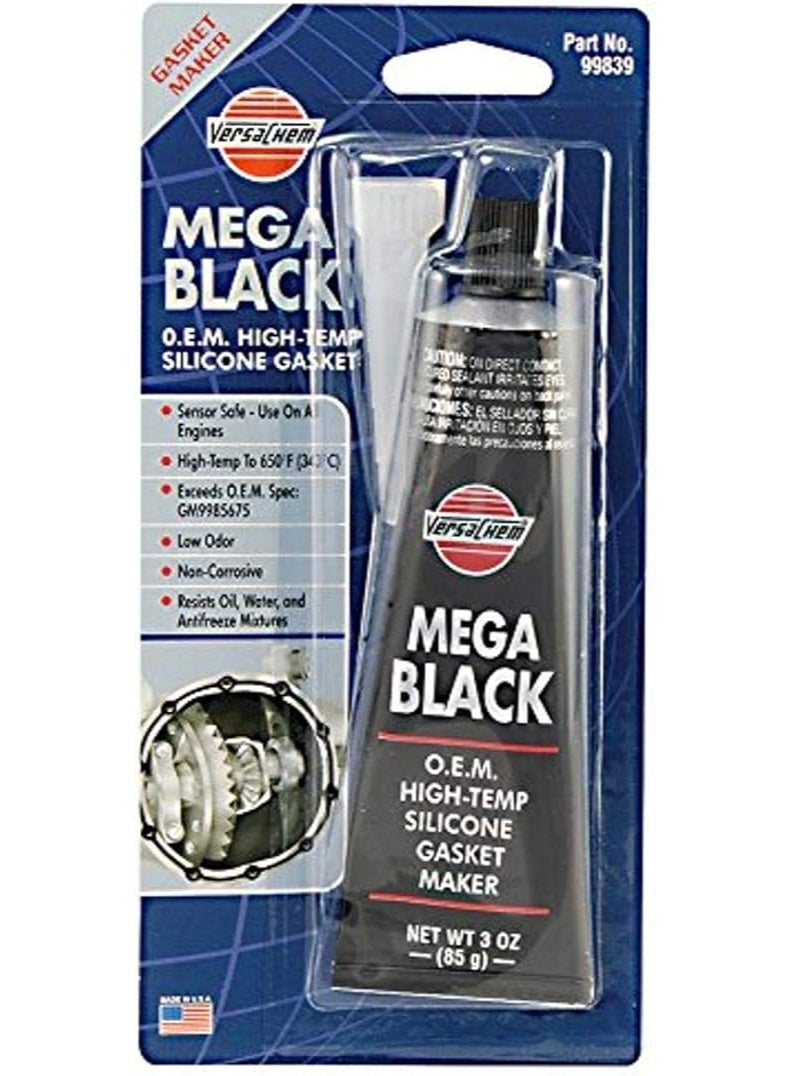 Versachem 99839 Mega Black OEM Silicone Gasket Maker & Sealant - 3 oz. Tube - Image 1