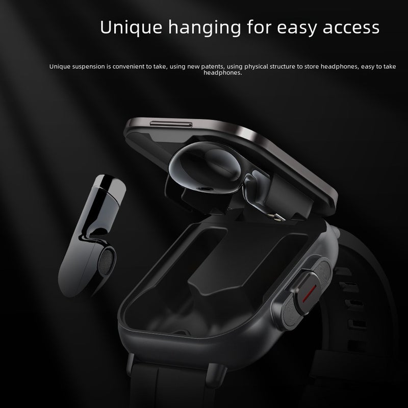 Cross-border hot selling D8 smart watch tws 2-in -1 Bluetooth headset 2-inch full screen touch call music sports Black Tape - Image 4