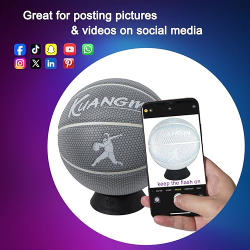 Kuangmi Reflective Glowing Basketball Holographic Luminous for Night Game Light Up Basket Ball Men's Official Size 7 29.5",White - Image 4