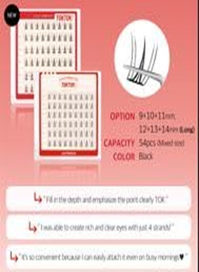 CORINGCO Self Adhesive LONG False Eyelashes, No Glue Needed, Reusable Lash Clusters, Natural Look, Assorted 12mm 13mm 14mm, K-Beauty Lashes (Cherry Coke Long) - Image 5