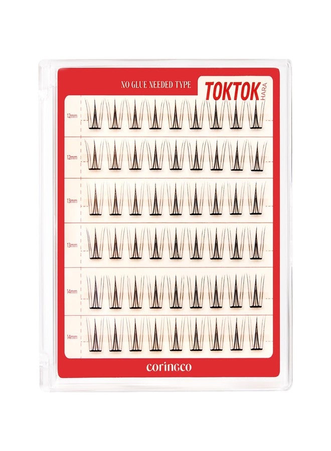 CORINGCO Self Adhesive LONG False Eyelashes, No Glue Needed, Reusable Lash Clusters, Natural Look, Assorted 12mm 13mm 14mm, K-Beauty Lashes (Cherry Coke Long) - Image 1