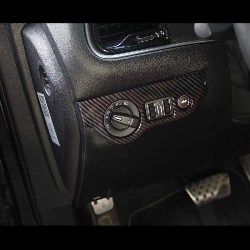 Jstotrim Carbon Fiber Headlight Switch Button Panel Sticker Trim Cover for Dodge Challenger 2015+ - Image 2