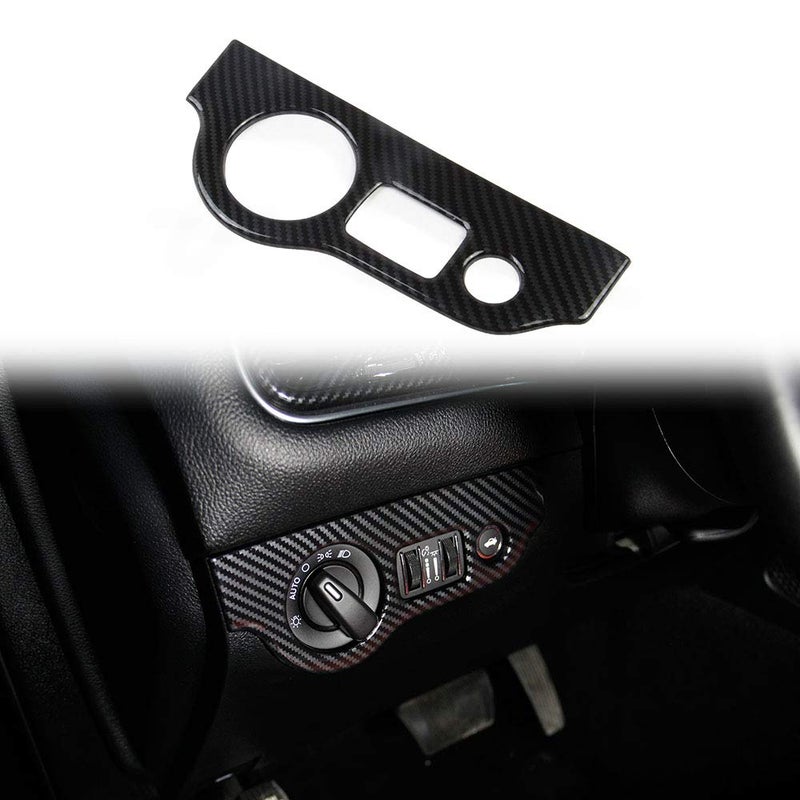 Jstotrim Carbon Fiber Headlight Switch Button Panel Sticker Trim Cover for Dodge Challenger 2015+ - Image 1