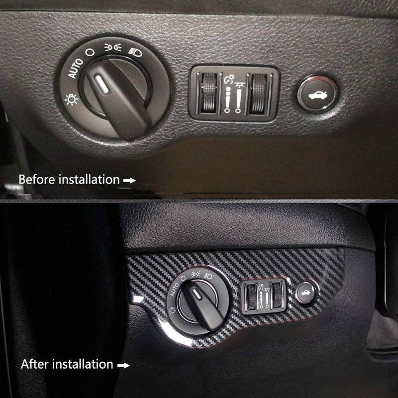 Jstotrim Carbon Fiber Headlight Switch Button Panel Sticker Trim Cover for Dodge Challenger 2015+ - Image 4