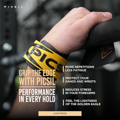 PICSIL Golden Eagle Hand Grips Fingerless Grip Gloves Wrist Support for Weightlifting Gymnastics with MicroDiamond Technology for Magnesium Retention Blocks Tears Blisters Gold G - Image 3