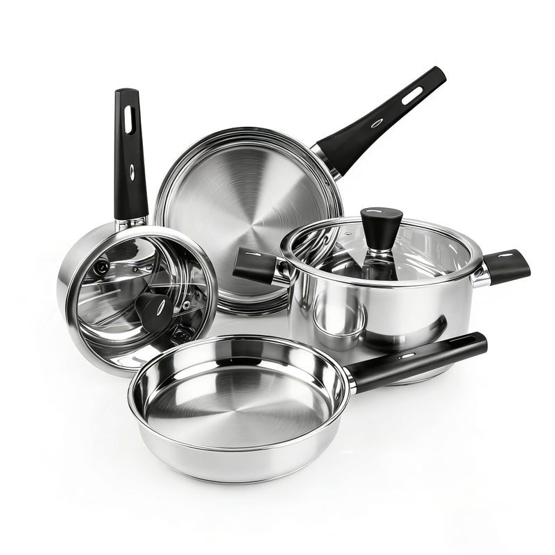 Meythway ð”ðð†ð‘ð€ðƒð„ Stainless Steel Pots and Pans Set Non Toxic, 6PCs Kitchen Cookware Sets with Stay-Cool Handles, Non-Stick, Dishwasher Safe&Compatible with All Stovetops(Gas,Electric&Induction) - Image 1