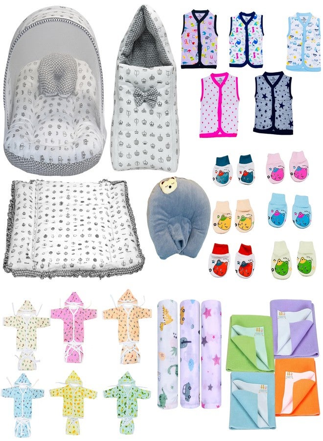 Infantbond by fareto All Season use Baby Essentials Combo | Baby Products | Baby Gift Set | Baby Combo Set for New Born (0-6months)(Pack of 41) (Grey Taj) - Image 1