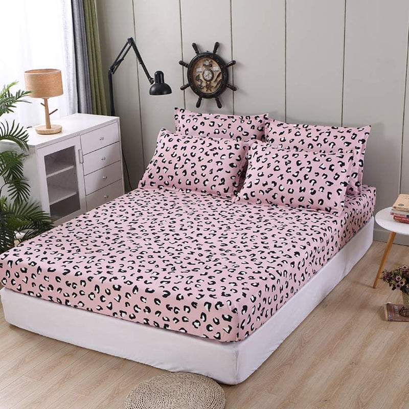 Feelyou Girls Leopard طباعة طباعة مجموعة المراهقين الفاخرة الوردي الأسود الفهد الطباعة طباعة ورقة مجموعة كوين حجم للأطفال - Image 1