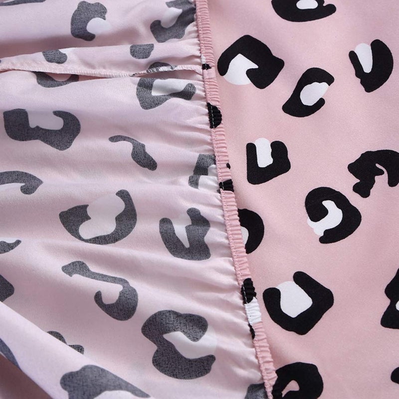Feelyou Girls Leopard طباعة طباعة مجموعة المراهقين الفاخرة الوردي الأسود الفهد الطباعة طباعة ورقة مجموعة كوين حجم للأطفال - Image 3