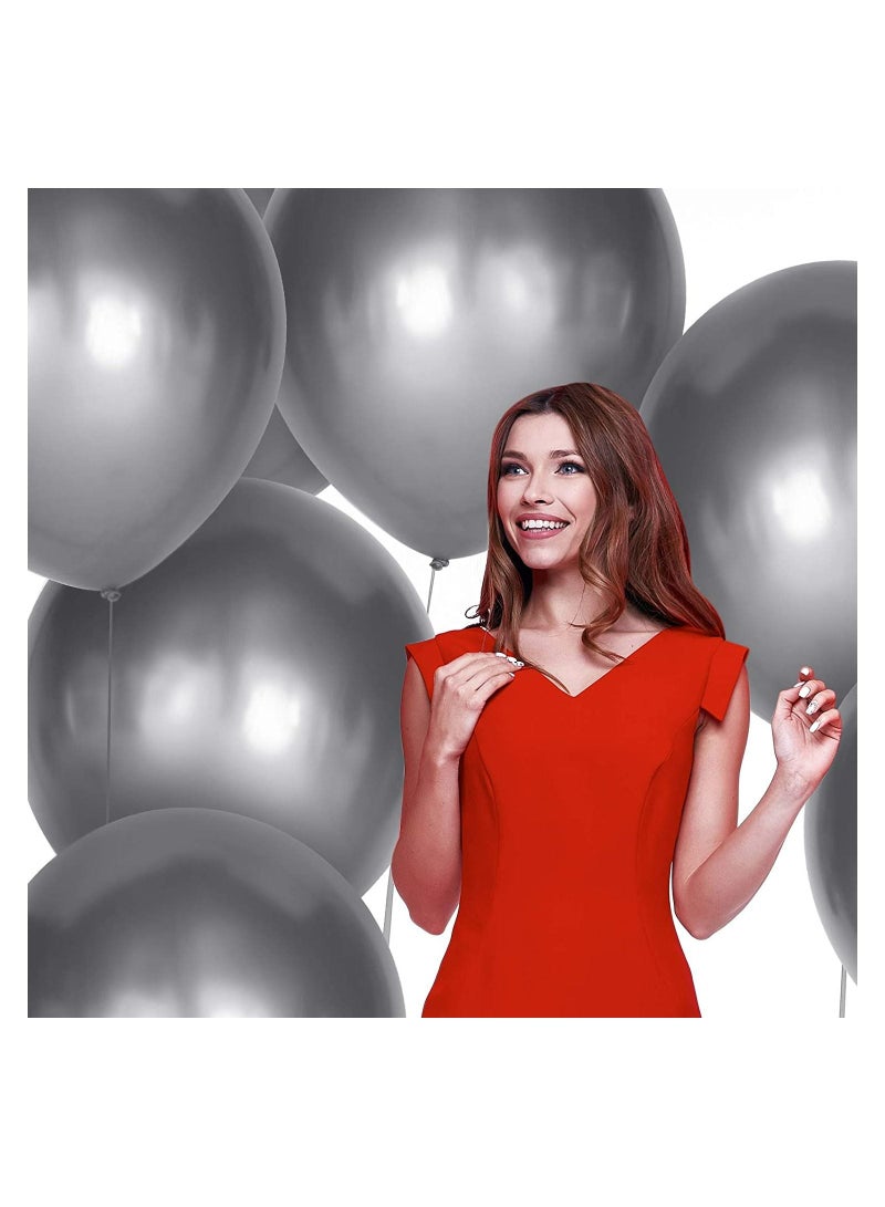 JOLLITY LLC 5 قطع بالونات معدنية 24 بوصة بالونات لاتكس لامعة لتزيين حفلات عيد الميلاد وحفلات الزفاف (فضي 5 قطع) - Image 3