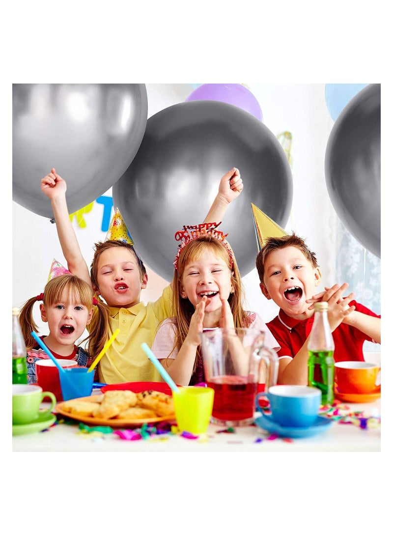 JOLLITY LLC 5 قطع بالونات معدنية 24 بوصة بالونات لاتكس لامعة لتزيين حفلات عيد الميلاد وحفلات الزفاف (فضي 5 قطع) - Image 4