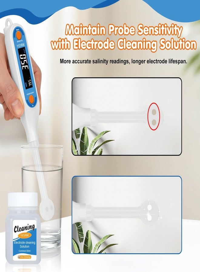 مقياس ملوحة YINMIK | مقياس ملوحة الطعام، جهاز اختبار ملوحة رقمي لأحواض السمك، جهاز اختبار ملوحة ودرجة حرارة المنزل مع 3 أوضاع للملوحة - جزء في الألف، نسبة مئوية، ثقل نوعي، قارئ كلوريد الصوديوم محمول لأحواض الشعاب المرجانية، حمامات السباحة المالحة - Image 4