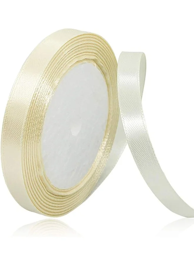 شير ذا لوف  Share the love 12mm Satin Ribbon - 25 Yards Length - Vanilla - Smooth & Shiny Crafting Ribbon for Gift Wrapping, Decorations, DIY & Sewing