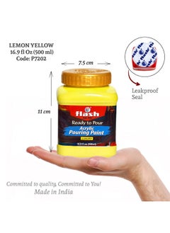 Flash Acrylic Ready to Pour Pouring Paint/Fluid Acrylic 500ml / 16 fl oz Pre-Mixed Water-Based - for Canvas, Wood, Paper, Crafts, Tile, Rocks and More… (Lemon Yellow) - pzsku/ZC8BD2D4ADBA54D699217Z/45/_/1740118315/6d02b455-e2cb-4c9c-ac41-8d7f4dabe6ec