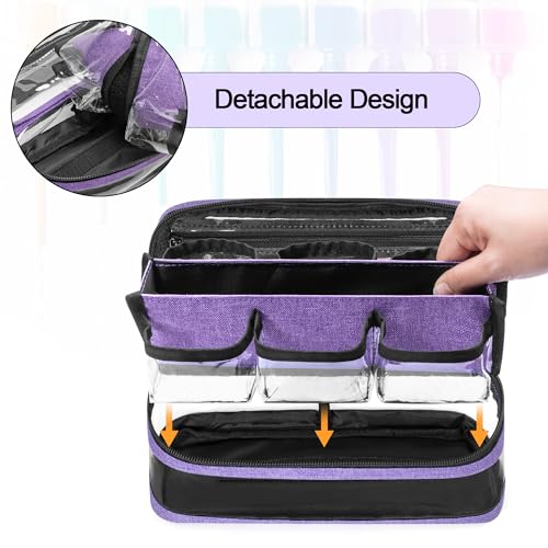 BAFASO Small Clear Nail Polish Organizer Case Holds 12 Bottles 15ml 05 floz PVC Nail Polish Storage with a Removable Inner Pouch Bag Only Purple Patented - Image 3