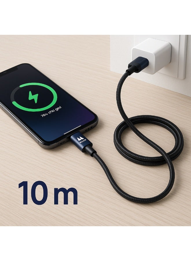 بلوتو كابل شحن PLUTO سريع 60 واط USB-C إلى USB-C – بطول 10 متر | اتصال ثابت | شحن عالي السرعة - Image 5