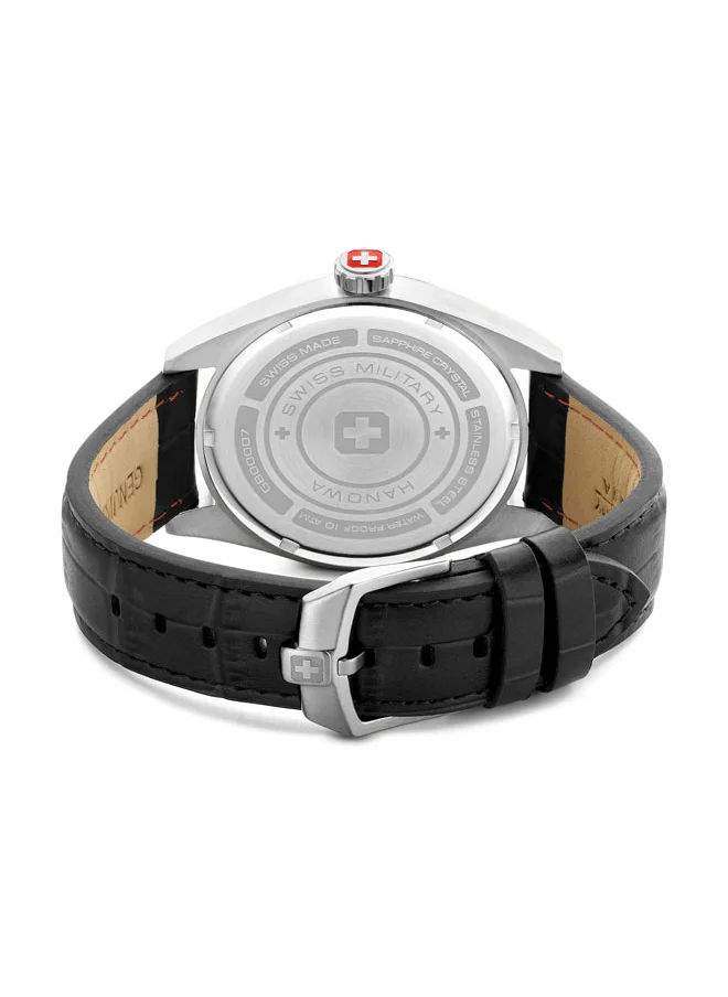 سويس ميليتري هانوا Lynx Watch For Men With Black Genuine Leather Strap - 42 mm