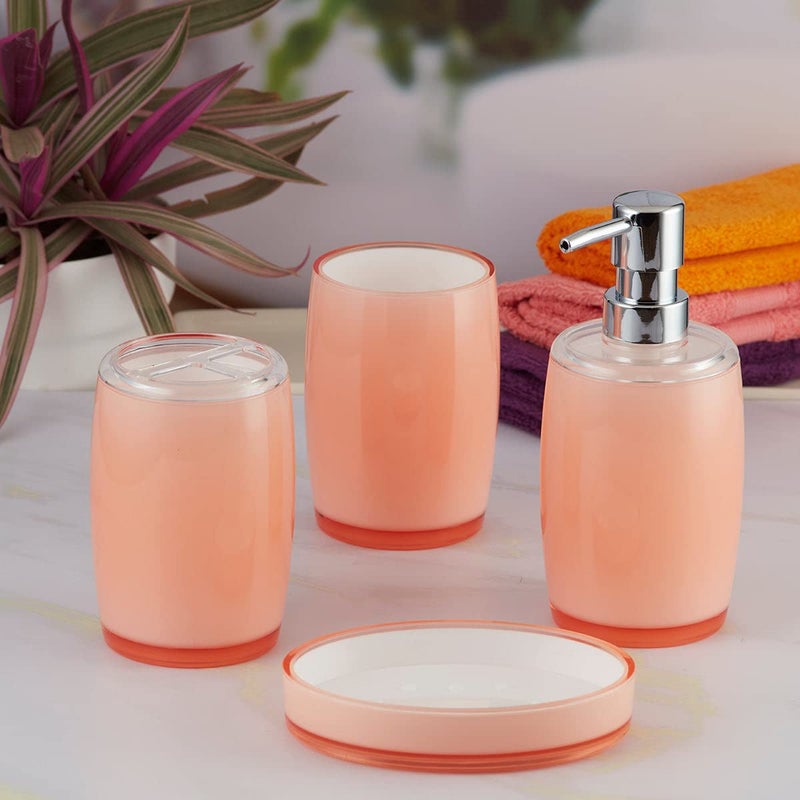 SaSaSa Acrylic Bathroom Accessories Set of 4 Modern Bath Set with Soap Dispenser & Toothbrush Holder, Elegant Home & Gift Idea (8332) - Image 3
