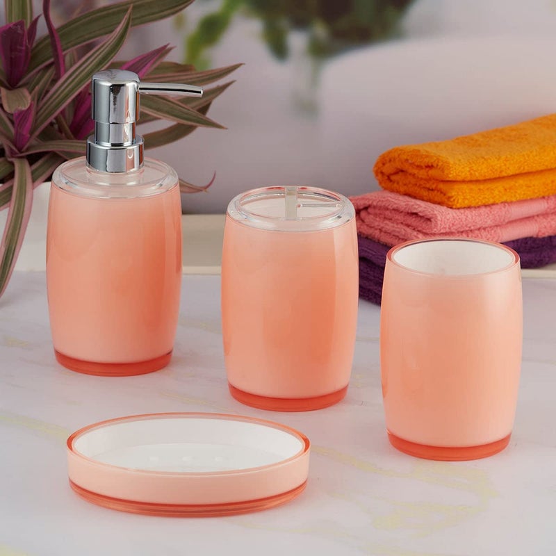 SaSaSa Acrylic Bathroom Accessories Set of 4 Modern Bath Set with Soap Dispenser & Toothbrush Holder, Elegant Home & Gift Idea (8332) - Image 2