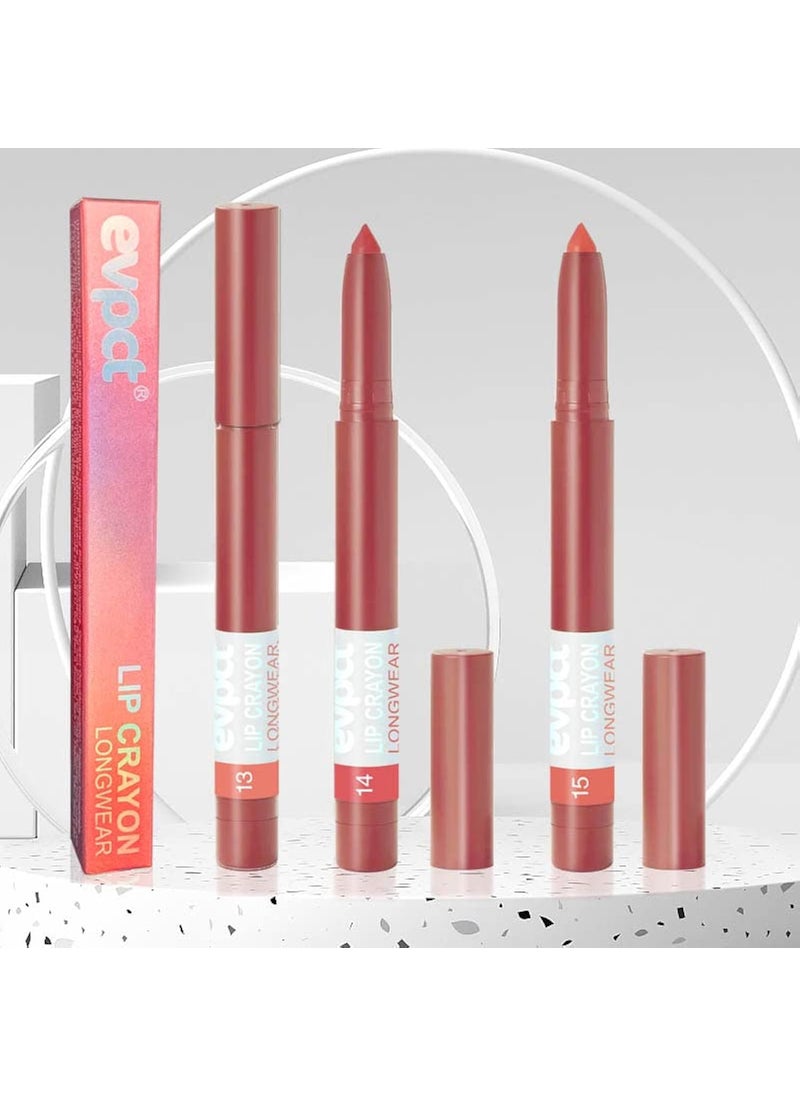 BINGBRUSH BINGBRUSH 3 Colors Crayon Matte Longwear Lipstick Pack Set,Moisture Smooth Lipliner With Built-in Sharpener Ultimate for Makeup- Nourishing Lipgloss 