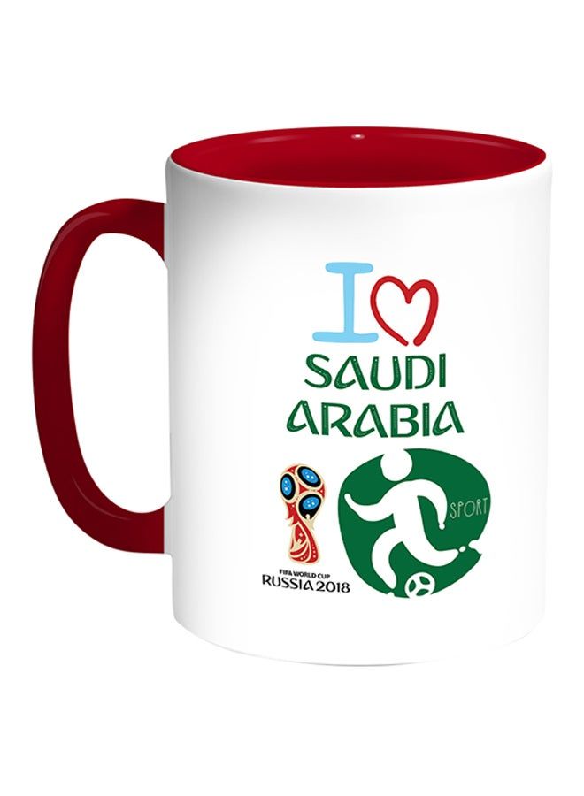 RKN FIFA World Cup 2018 I Love Saudi Arabia Printed Coffee Mug White/Red 11ounce - Image 2