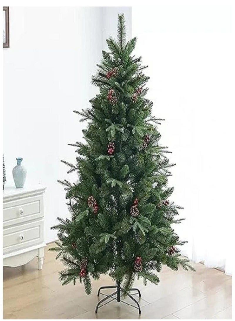شجرة عيد الميلاد مع أقماع الصنوبر والتوت، عيد الميلاد الاصطناعي مع حامل (الحجم: 120 سم / 4 قدم) - Image 1