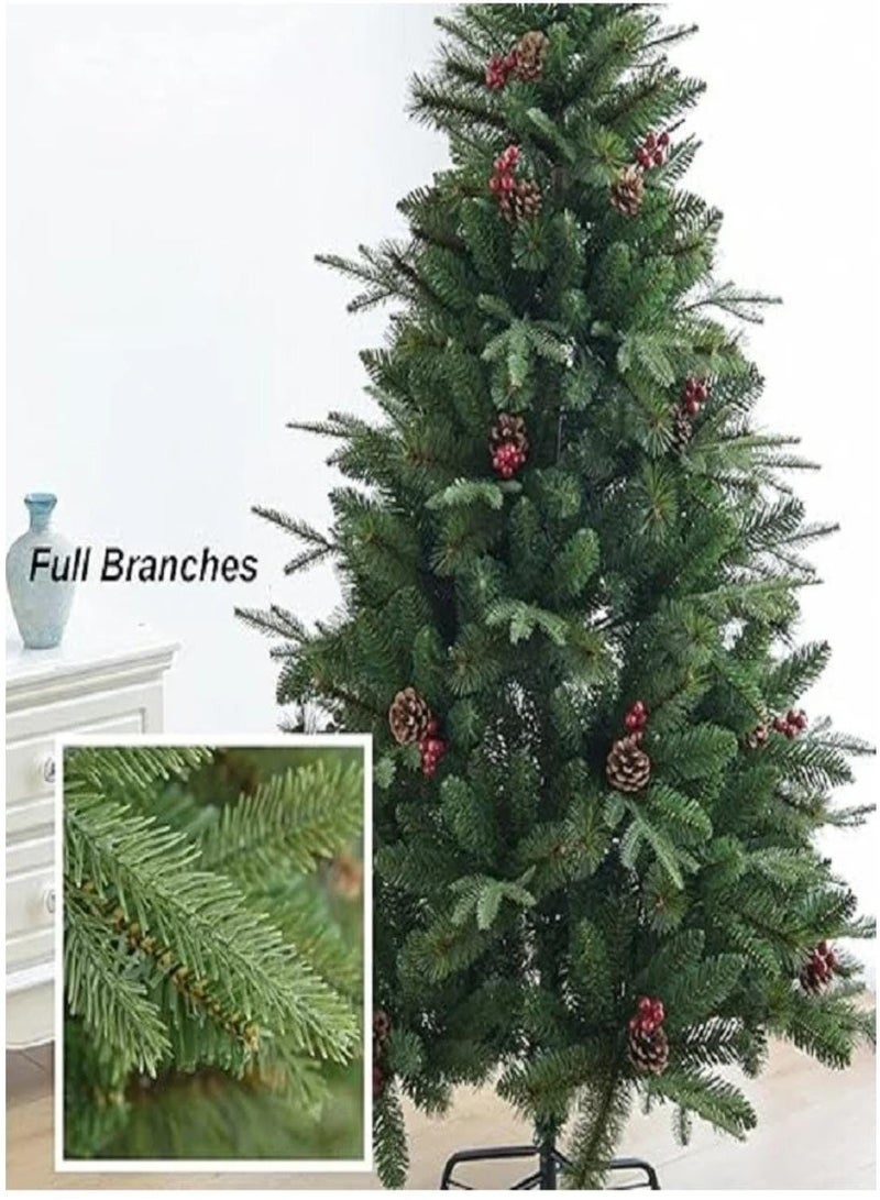 شجرة عيد الميلاد مع أقماع الصنوبر والتوت، عيد الميلاد الاصطناعي مع حامل (الحجم: 120 سم / 4 قدم) - Image 2