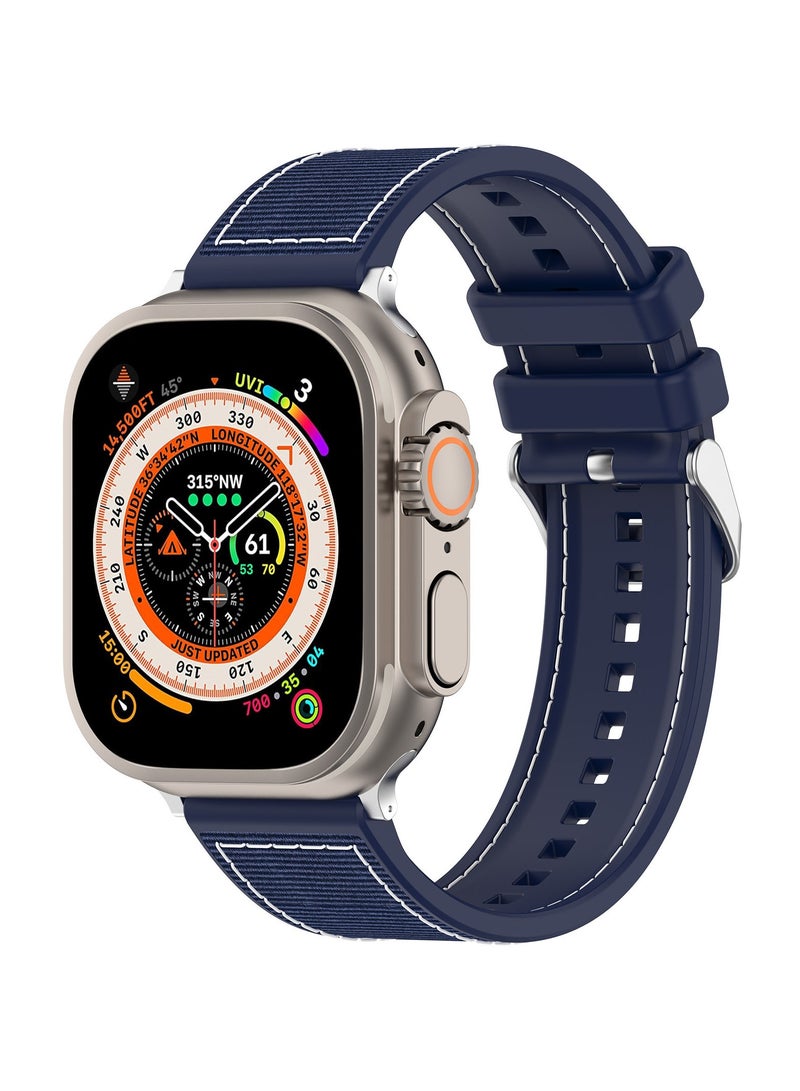 متوافق مع سلسلة أبل ووتش 10 استبدال سوار 22mm استبدال النايلون مضفر سيليكون سوار مركب ( الأزرق ) - Image 1